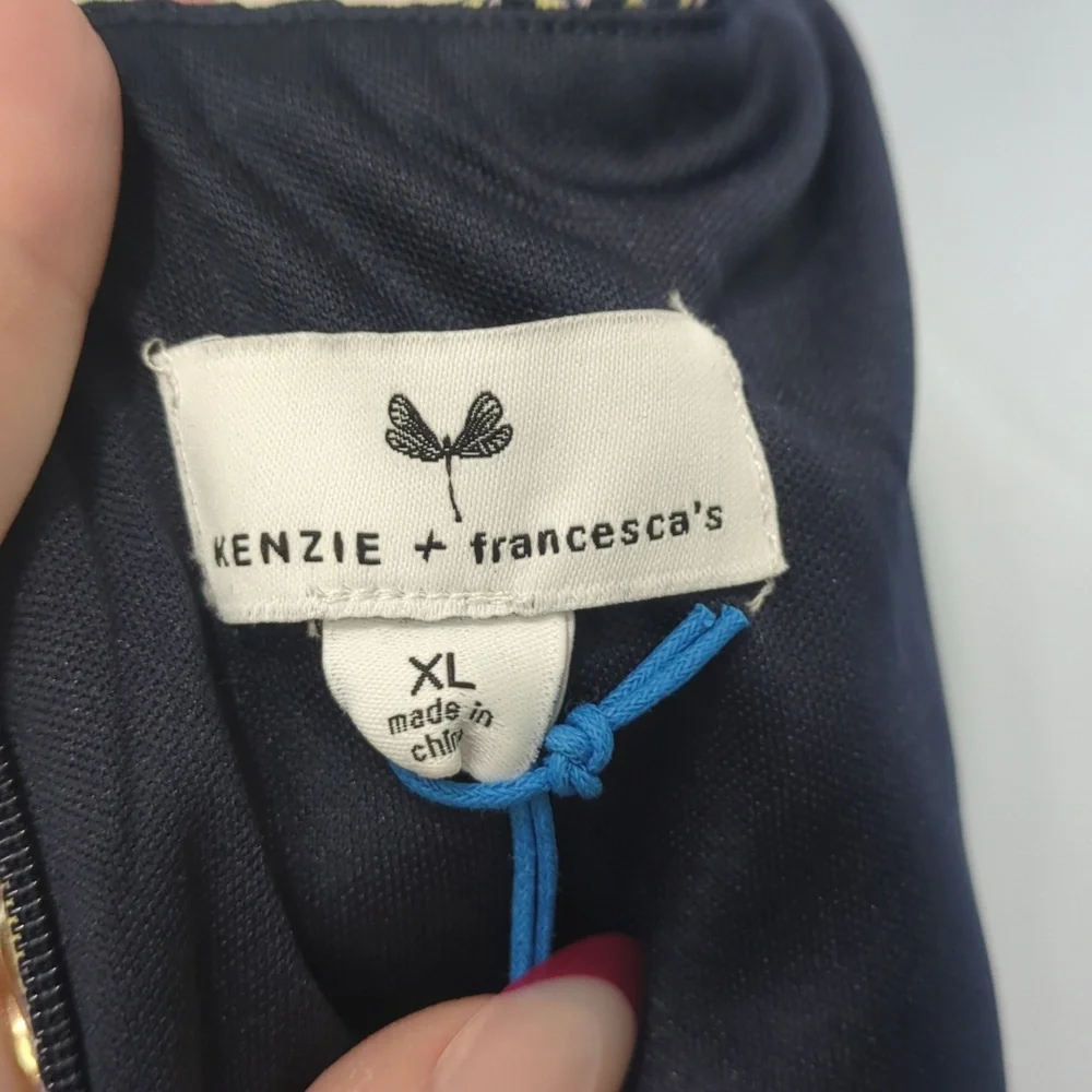 Kenzie x Francesca's Collections navy satin floral lace slip midi dress - Picture 9 of 13